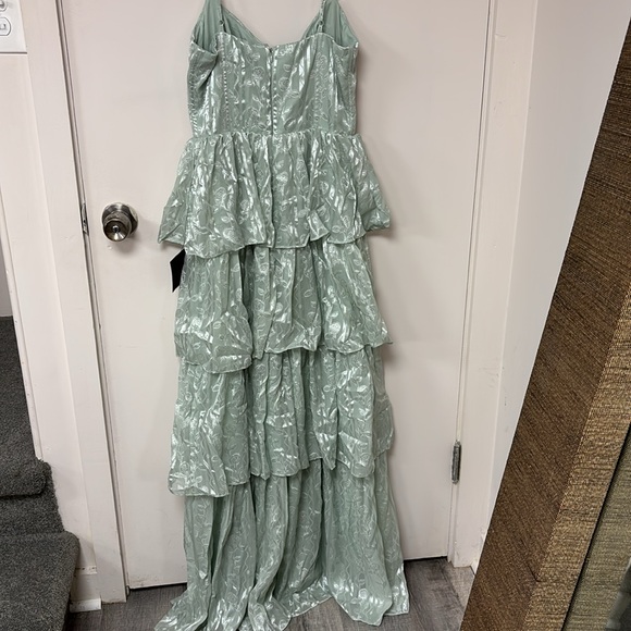 Lulu’s Pale Sage Tiered Corset Evening Gown - Picture 11 of 12